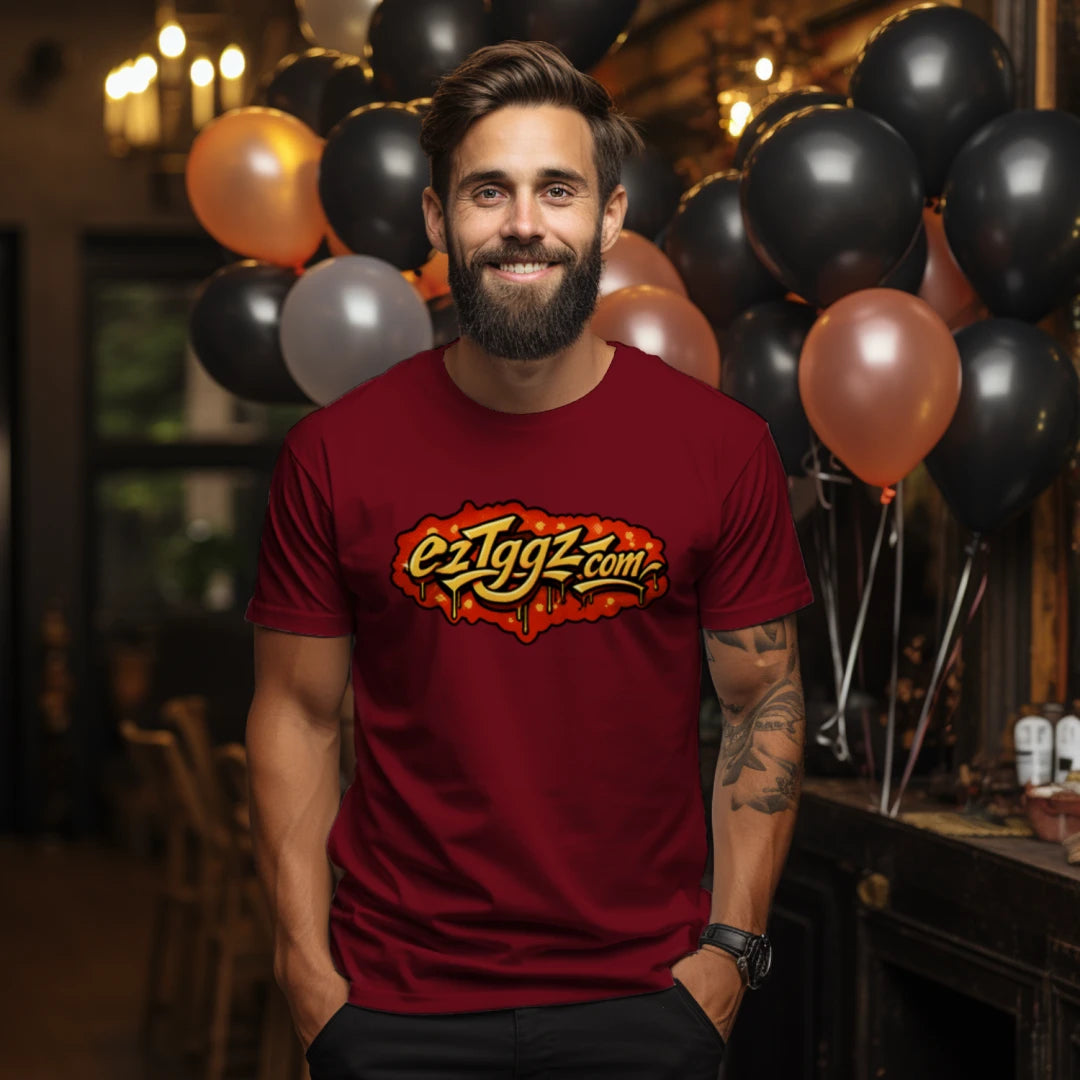ezIggz Logo Orange & Yellow Unisex Triblend Short-Sleeve V-Neck T-Shirt