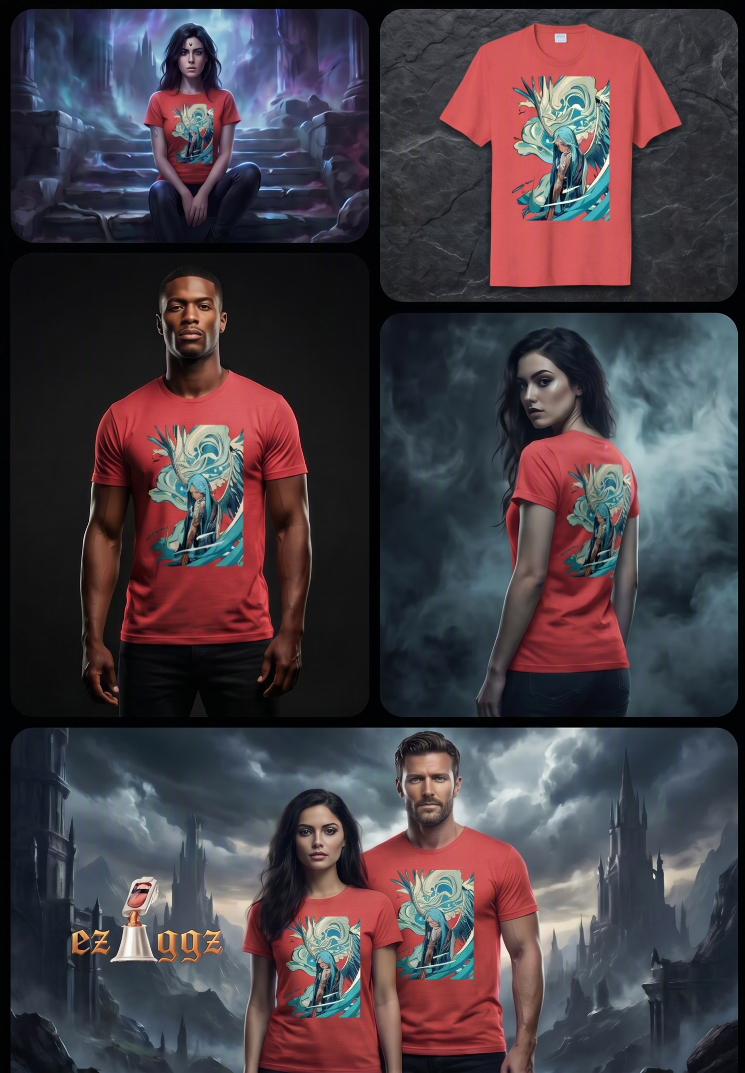 Fallen Angel Elementa Tri-Blend Tee from ezIggz Online Shop, shows a stylish casual apparel with a graphic angel design.