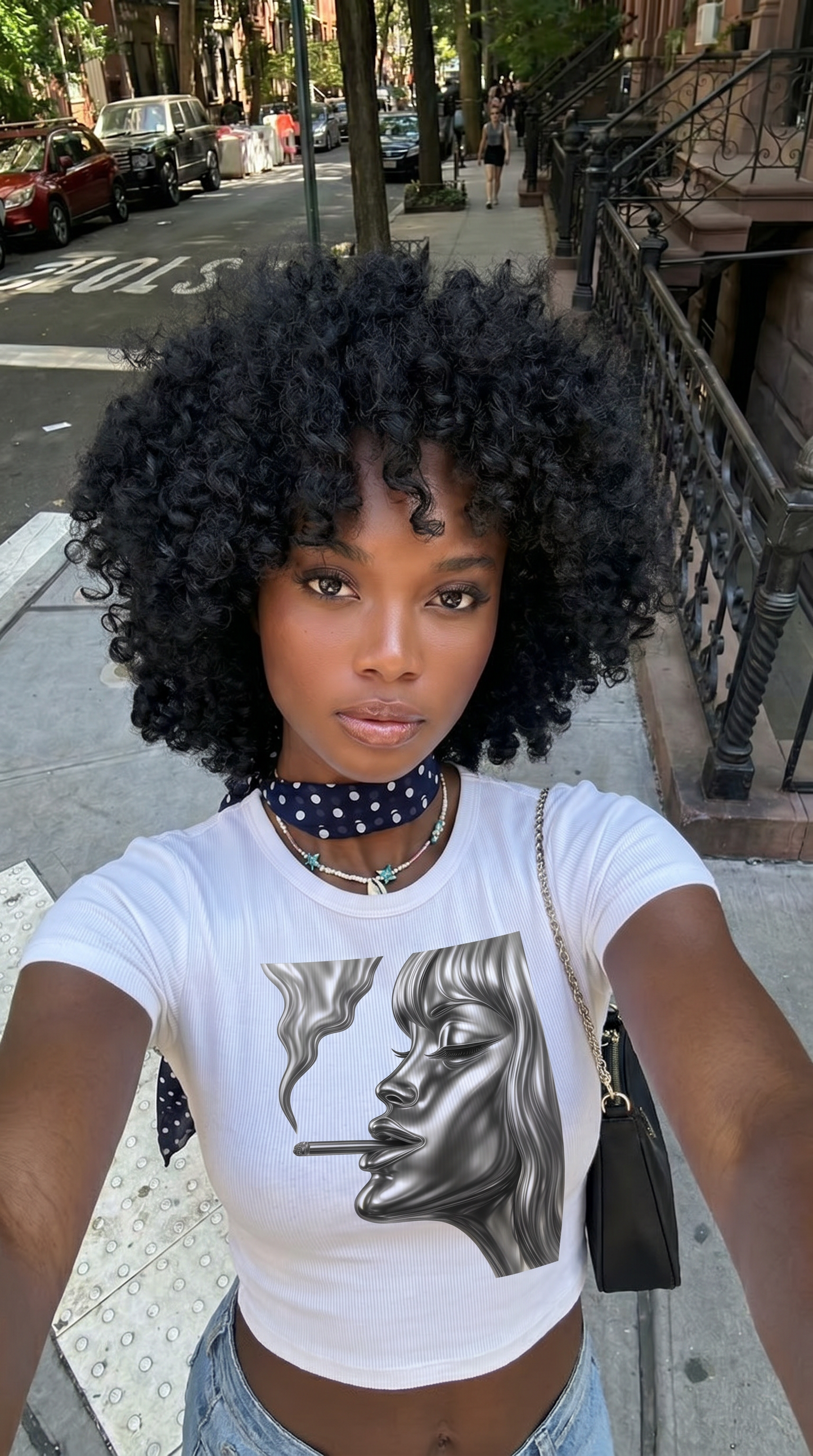 AB'Ville Cutie "Smokin' Up, Livin' Up" Chrome Women's Baby Rib Cropped Tee