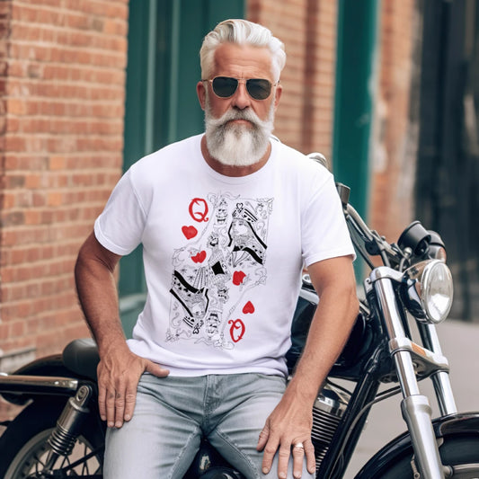 AB'PlayinCard Queen of Hearts Unisex Fine Jersey Ringer T-Shirt