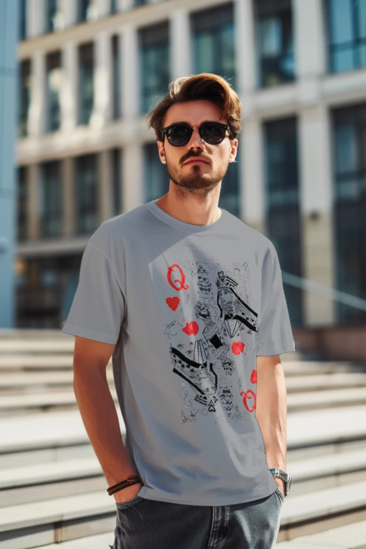AB'PlayinCard Queen of Hearts Unisex Fine Jersey Ringer T-Shirt