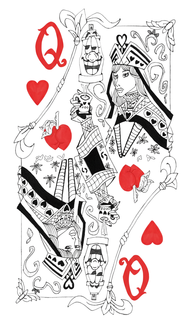 AB'PlayinCard Queen of Hearts Unisex Fine Jersey Ringer T-Shirt