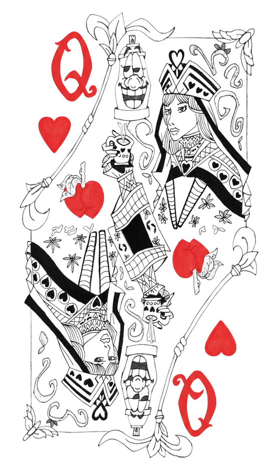 AB'PlayinCard Queen of Hearts Unisex Fine Jersey Ringer T-Shirt